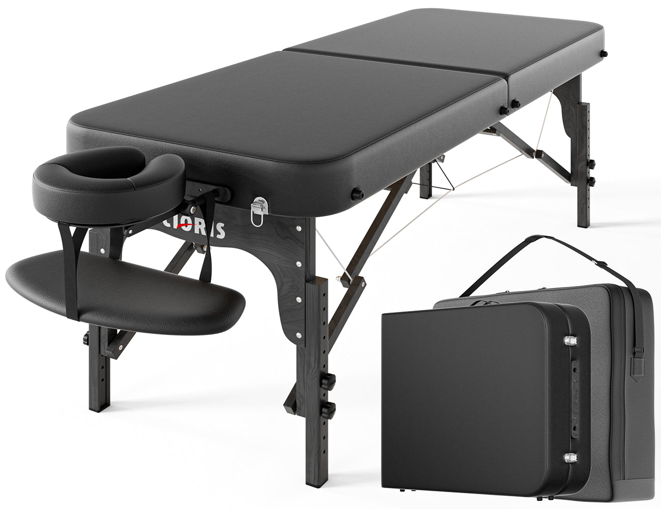 CLORIS 84" Professional Massage Table Portable Reinforced Wooden Leg 2 Folding Lightweight Spa Salon Tattoo Massage Bed Height Adjustable Hold Up to 1100LBS with Carrying Bag