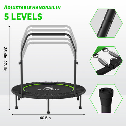 CLORIS 40in Foldalbe Mini Trampoline for Kids Adults Indoor Outdoor 5 Height Adjust Load 400lbs