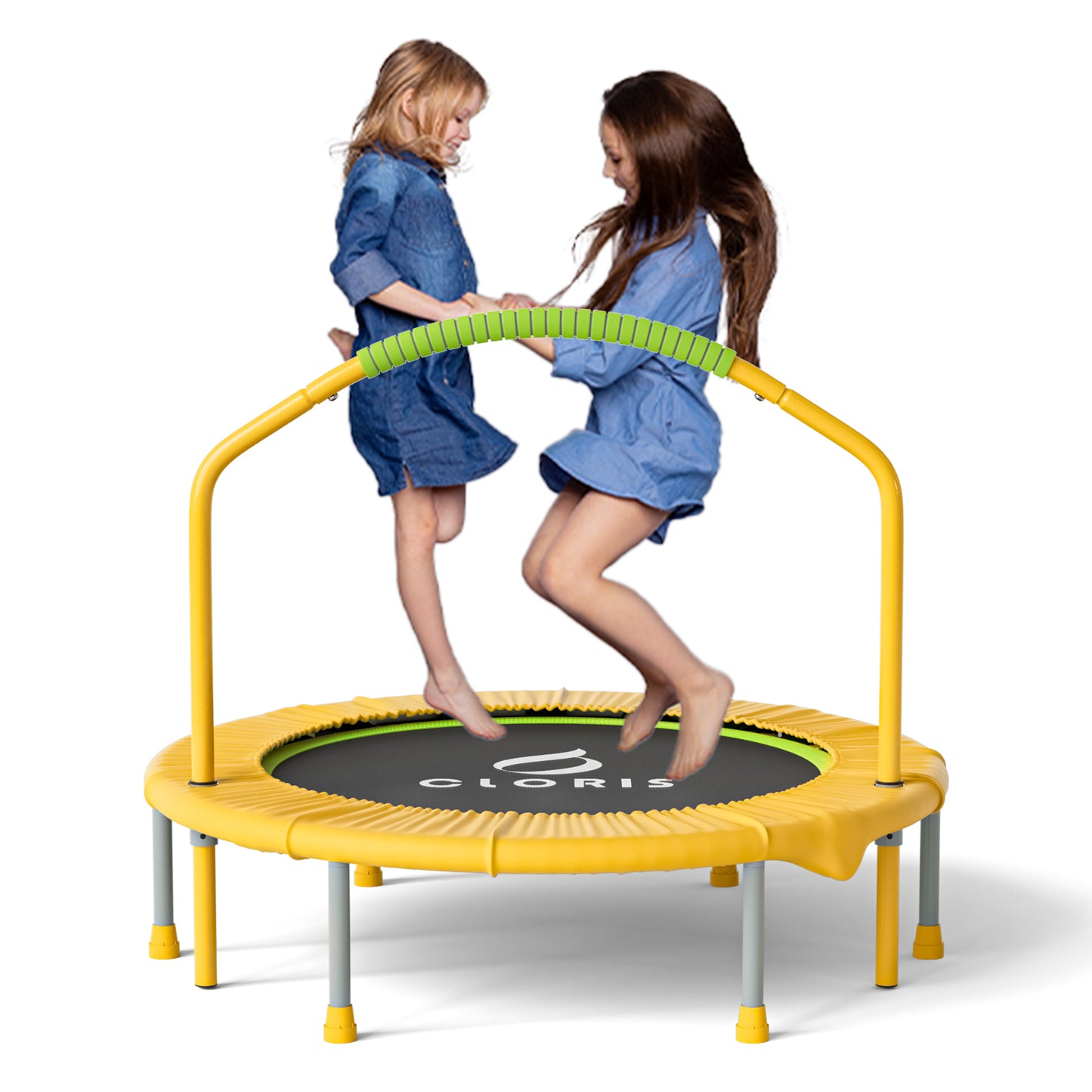 CLORIS 38in Folding Mini Trampoline with Adjustable Foam Handle with safty Padded Cover Best Gift for Kids