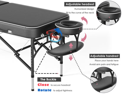 CLORIS 84" Edging 2-Section Massage Table Aluminium Leg with Carrying Bag