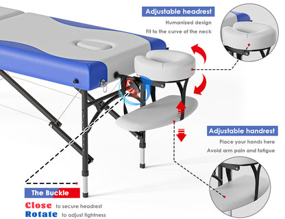 CLORIS 84" Lightweight 2-Section Massage Table Portable Aluminium Leg with Carrying Bag