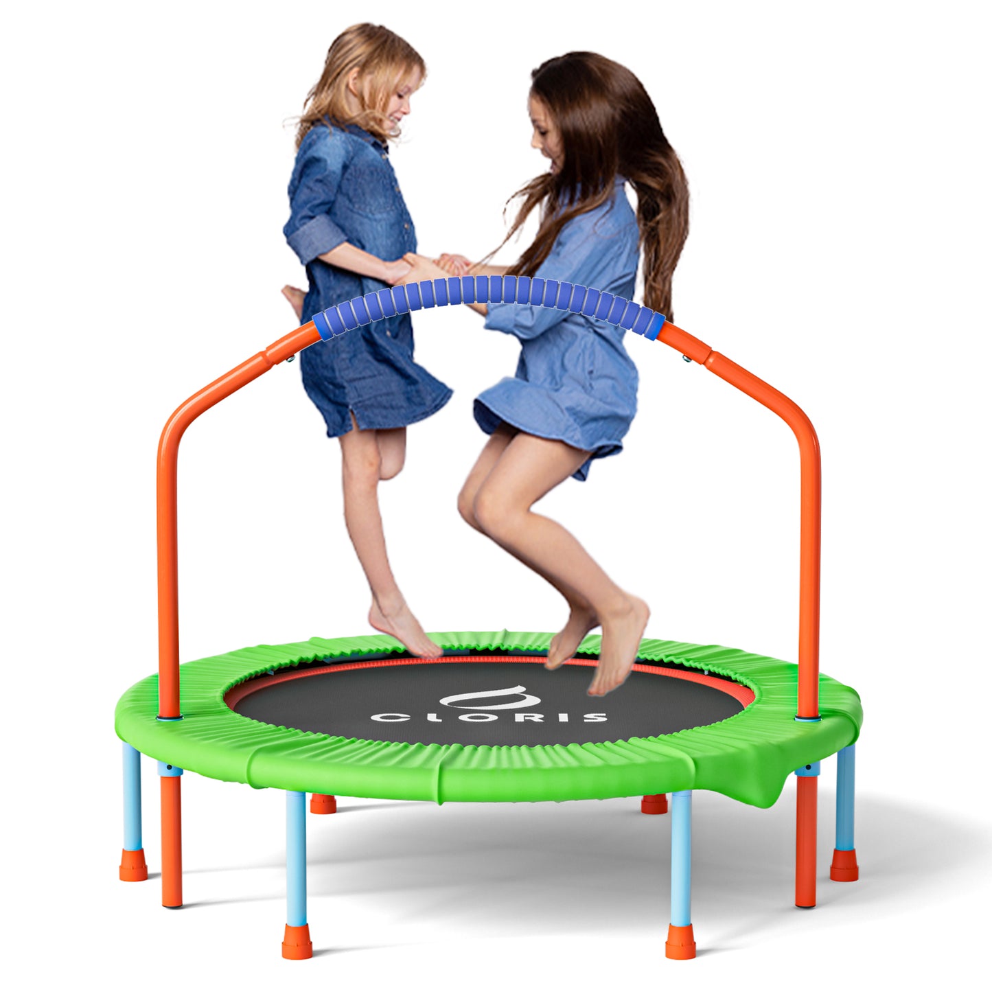 CLORIS 38in Folding Mini Trampoline with Adjustable Foam Handle with safty Padded Cover Best Gift for Kids