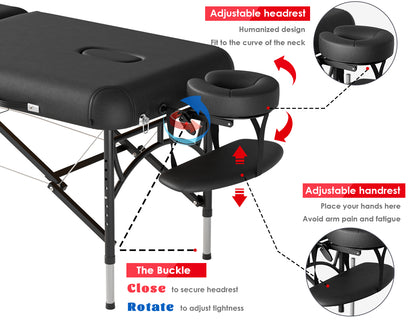 CLORIS 84" Professional 2-Section Massage Table Aluminium Leg with Carrying Bag