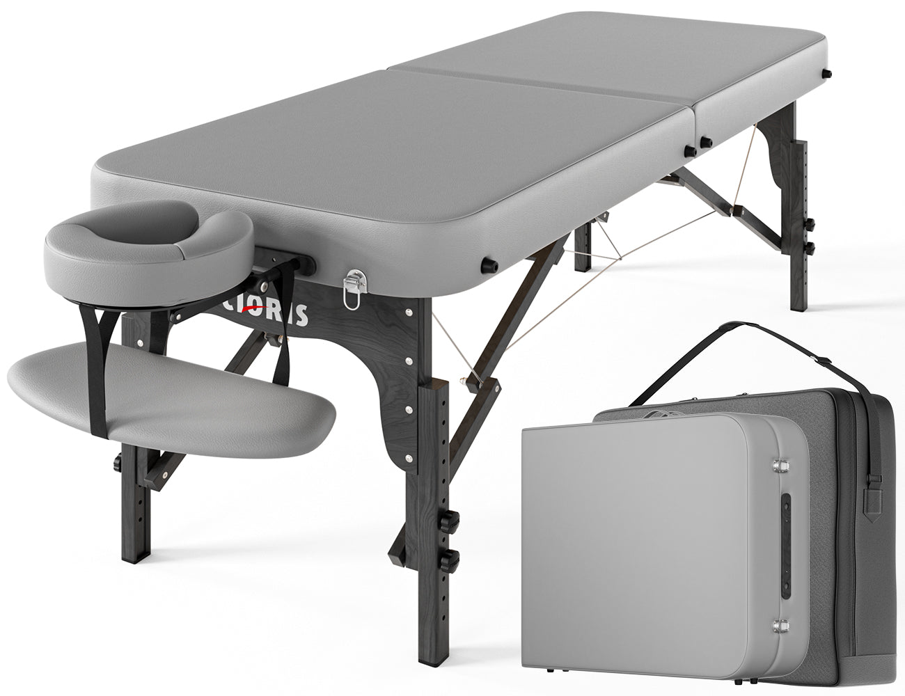 CLORIS 84" Professional Massage Table Portable Reinforced Wooden Leg 2 Folding Lightweight Spa Salon Tattoo Massage Bed Height Adjustable Hold Up to 1100LBS with Carrying Bag