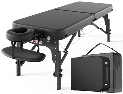 CLORIS 84" Professional Massage Table Portable Reinforced Wooden Leg 2 Folding Lightweight Spa Salon Tattoo Massage Bed Height Adjustable Hold Up to 1100LBS with Carrying Bag