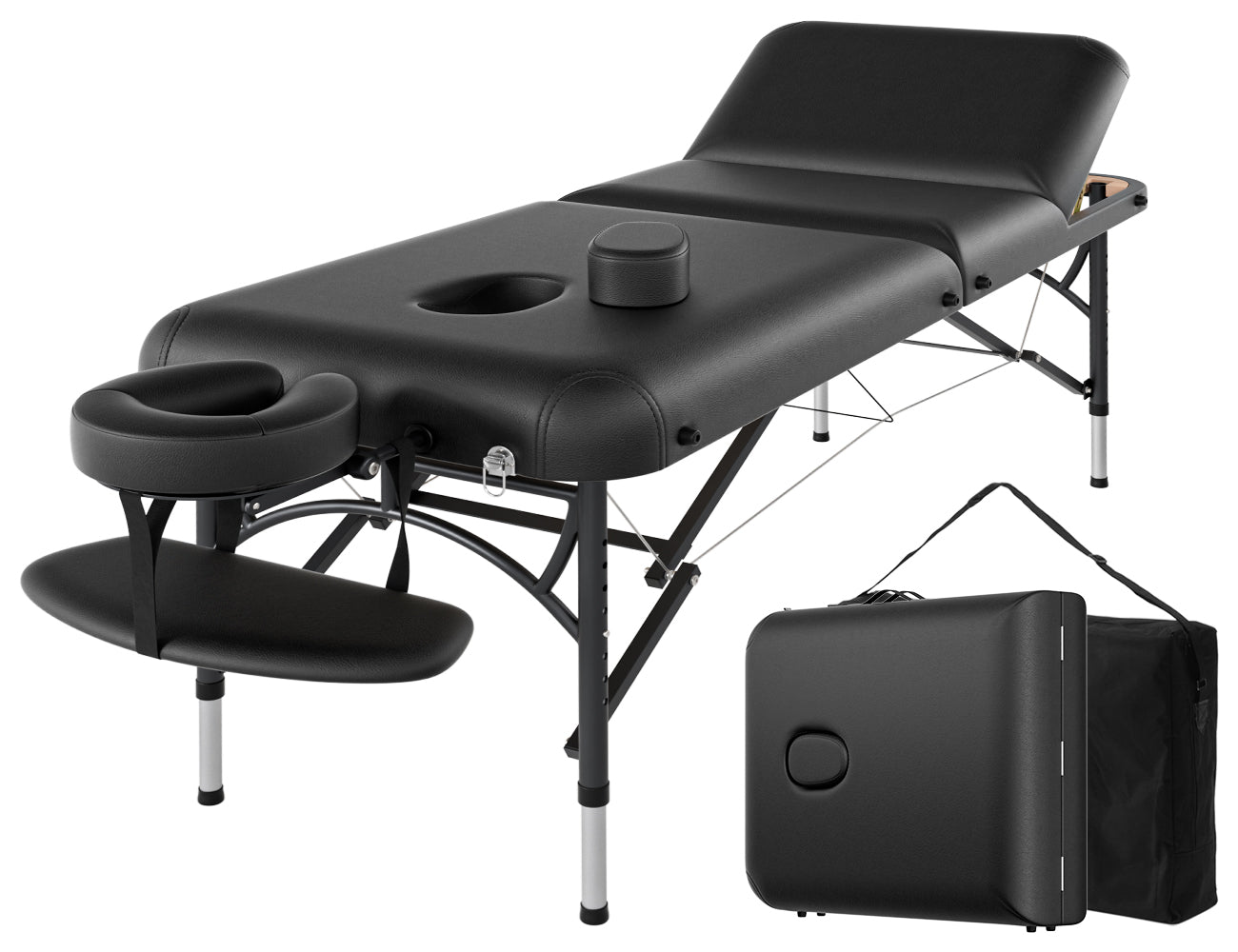 CLORIS 84" Professional 3-Section Massage Table Aluminium Leg with Carrying Bag